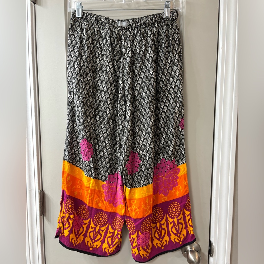 Vibrant Patterned Capris with Pink and Orange Acc… - image 3